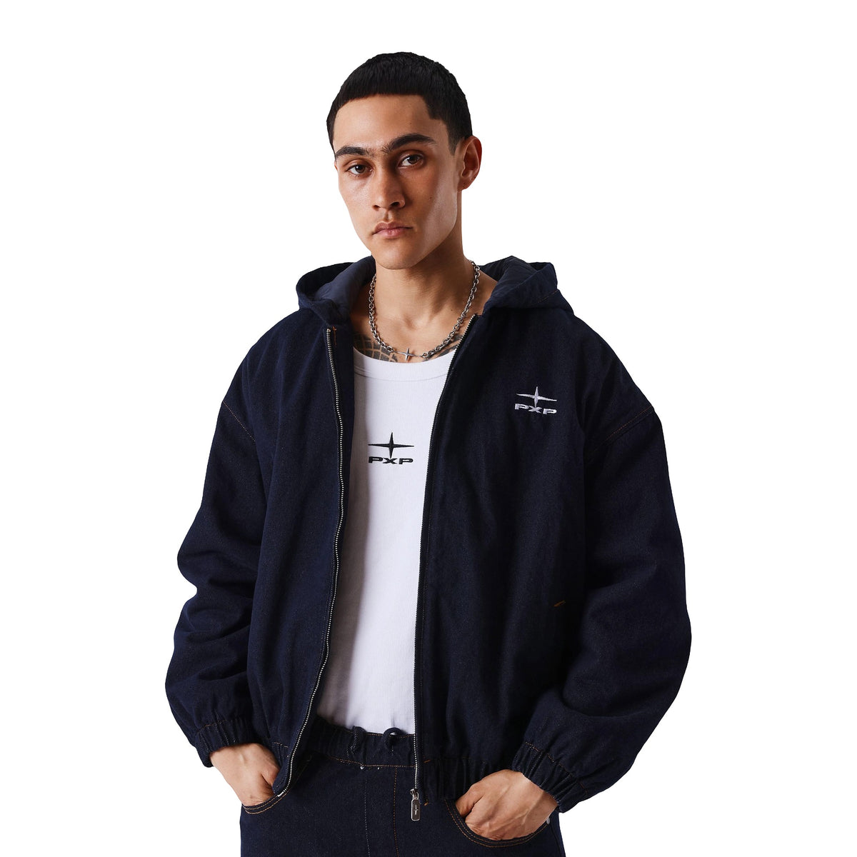 Giacche Project X Paris Giacca Con Cappuccio In Denim Snow