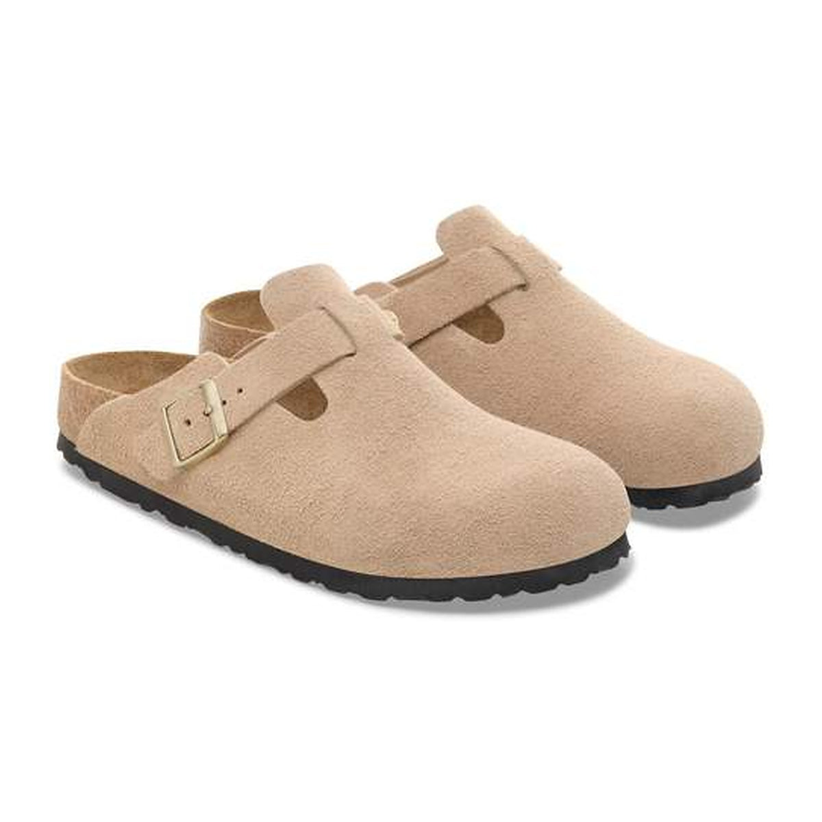 Sandali Bassi Birkenstock Boston Sandcastle, Suede Leather, vista 2