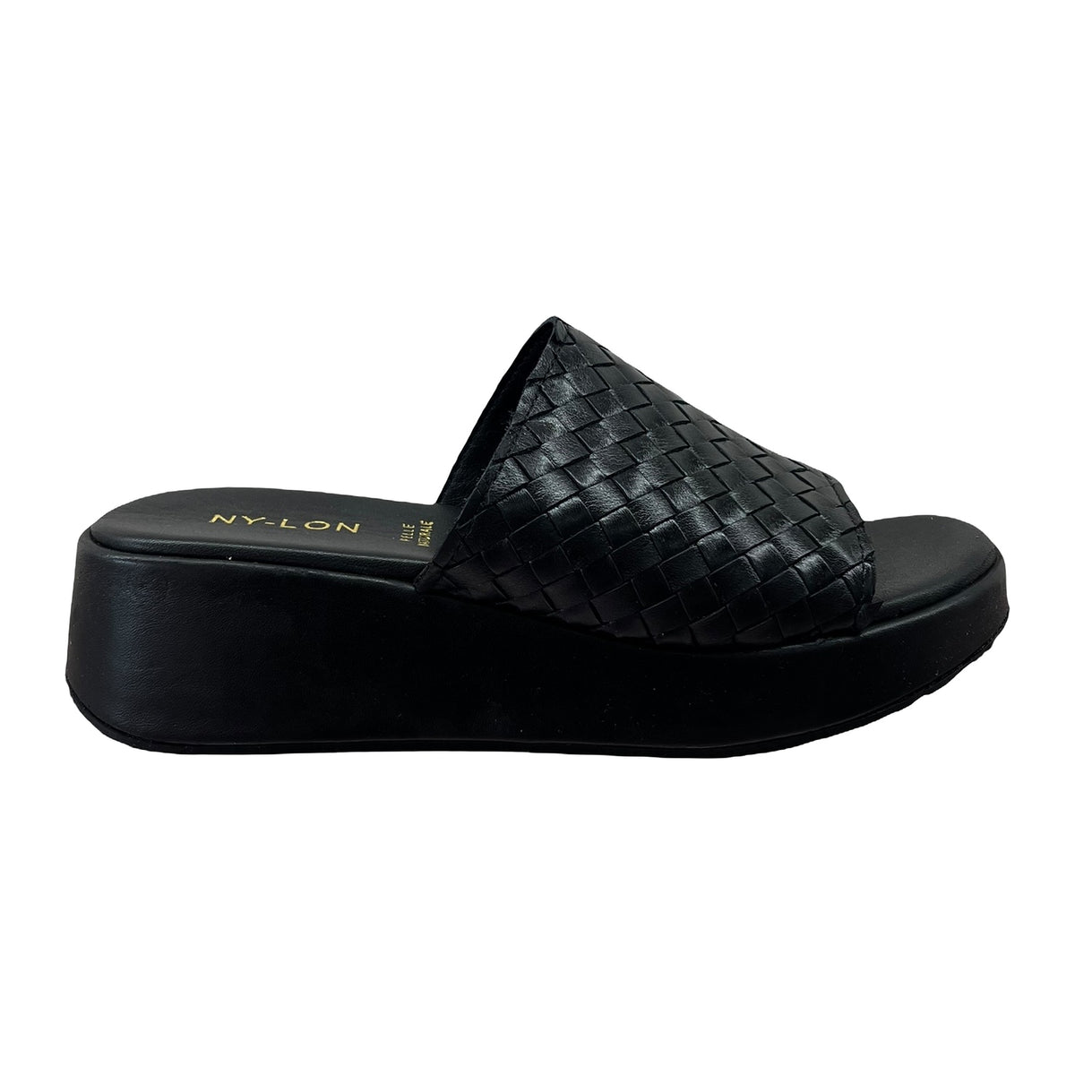 Sandali Zeppa 3.5cm Intreccio Pelle Nero