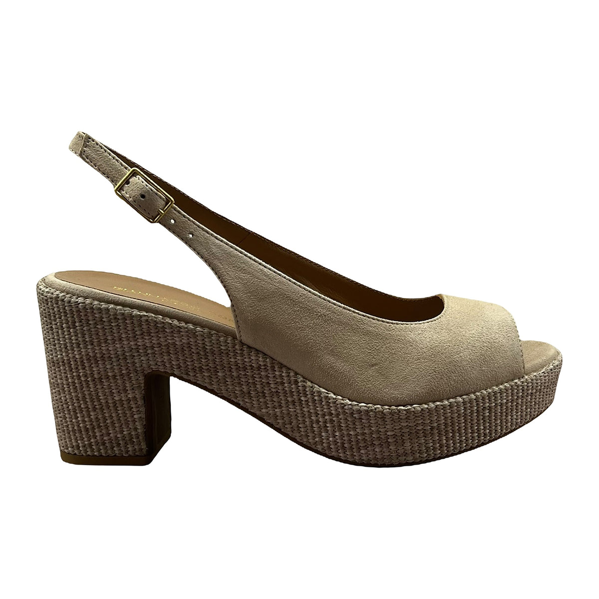 Sandali Gianmarco Sorelli Zeppa 8cm Camoscio E Rafia Beige