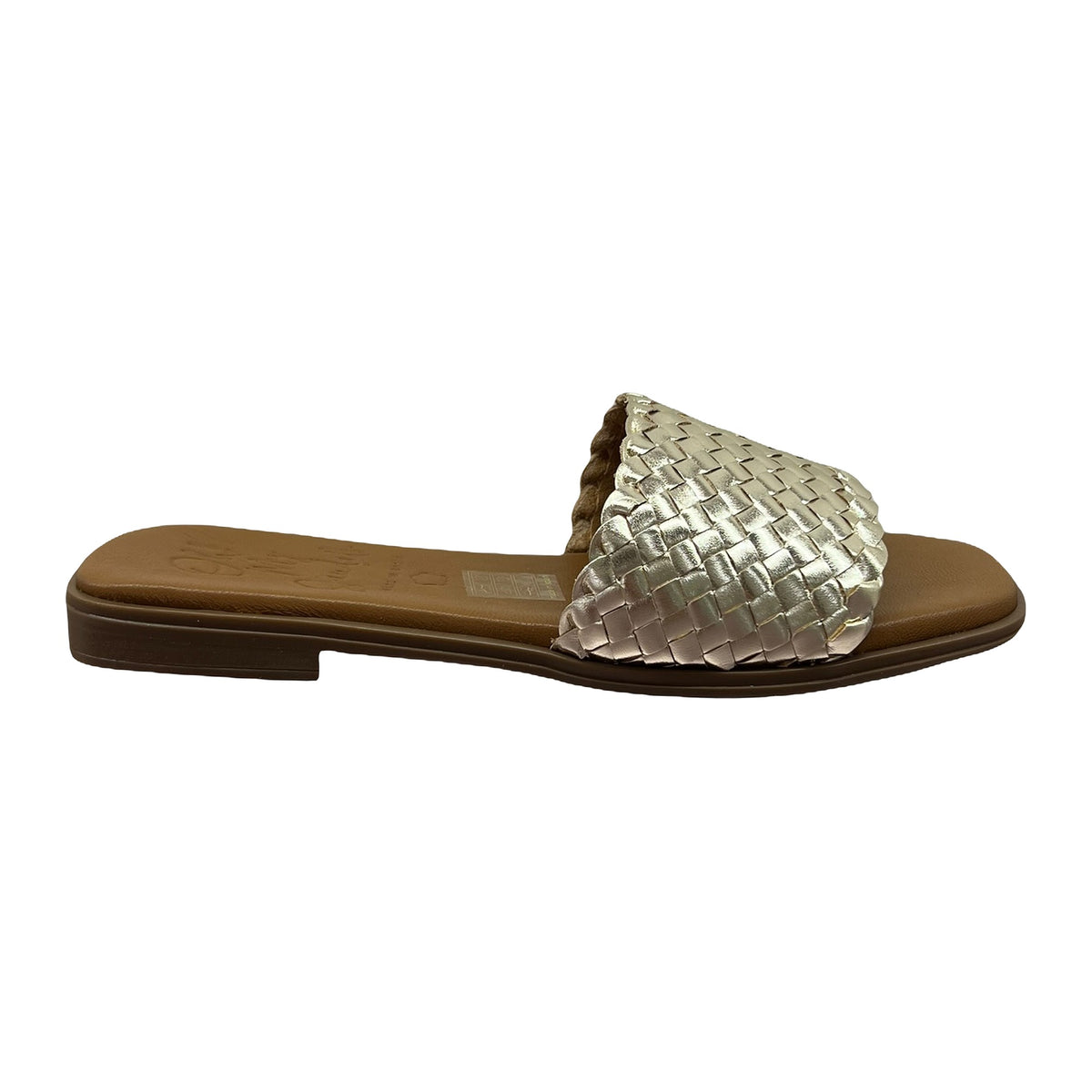 Sandali Bassi Ciabattina In Vitello Intreccio Oro/Platino
