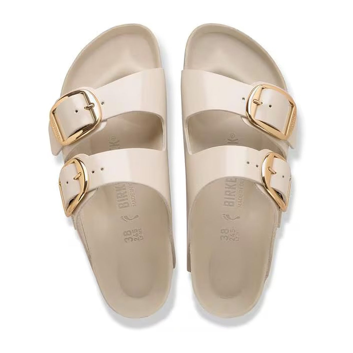 Sandali Bassi Birkenstock Arizona Big Buckle HEX Shine Oyster, Natural Lea, vista 3