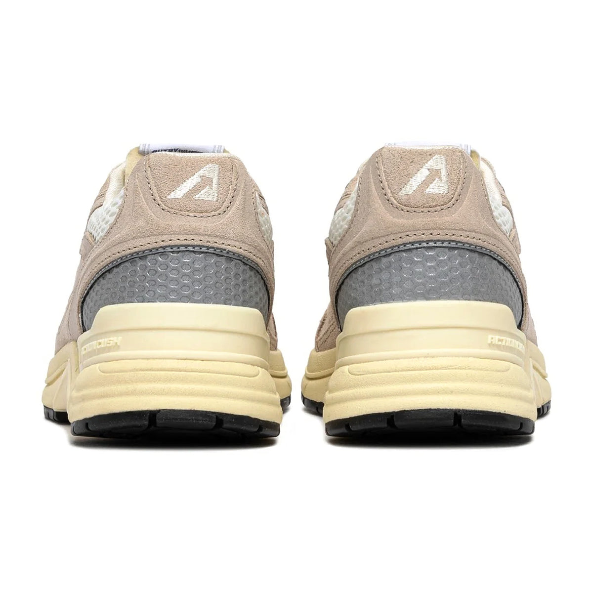 Sneakers Autry Hyperway in mesh e suede sand e argento, vista 3