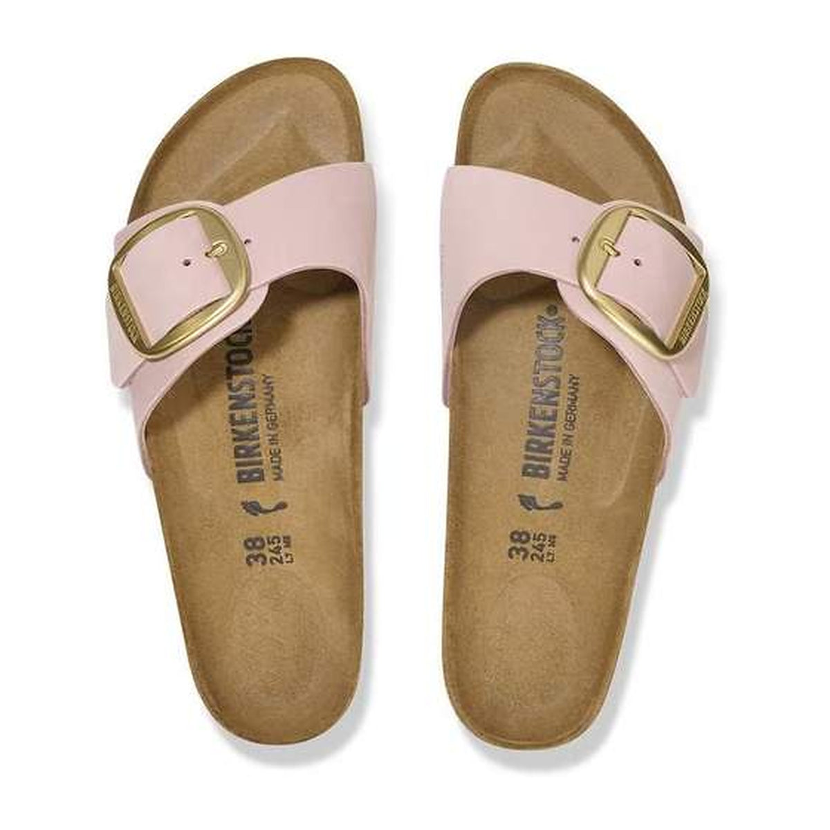 Sandali Bassi Birkenstock Madrid Big Buckle Soft Pink, Nubuck Leather, vista 3