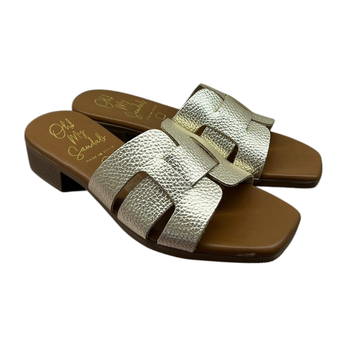 Sandali Ciabattina In Vitello Oro/Platino - Tacco 20, vista 2