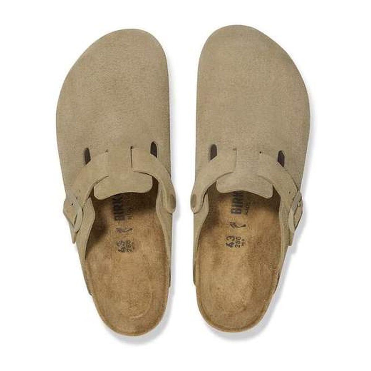Sandali Birkenstock Boston Faded Khaki, Suede Leather, vista 3
