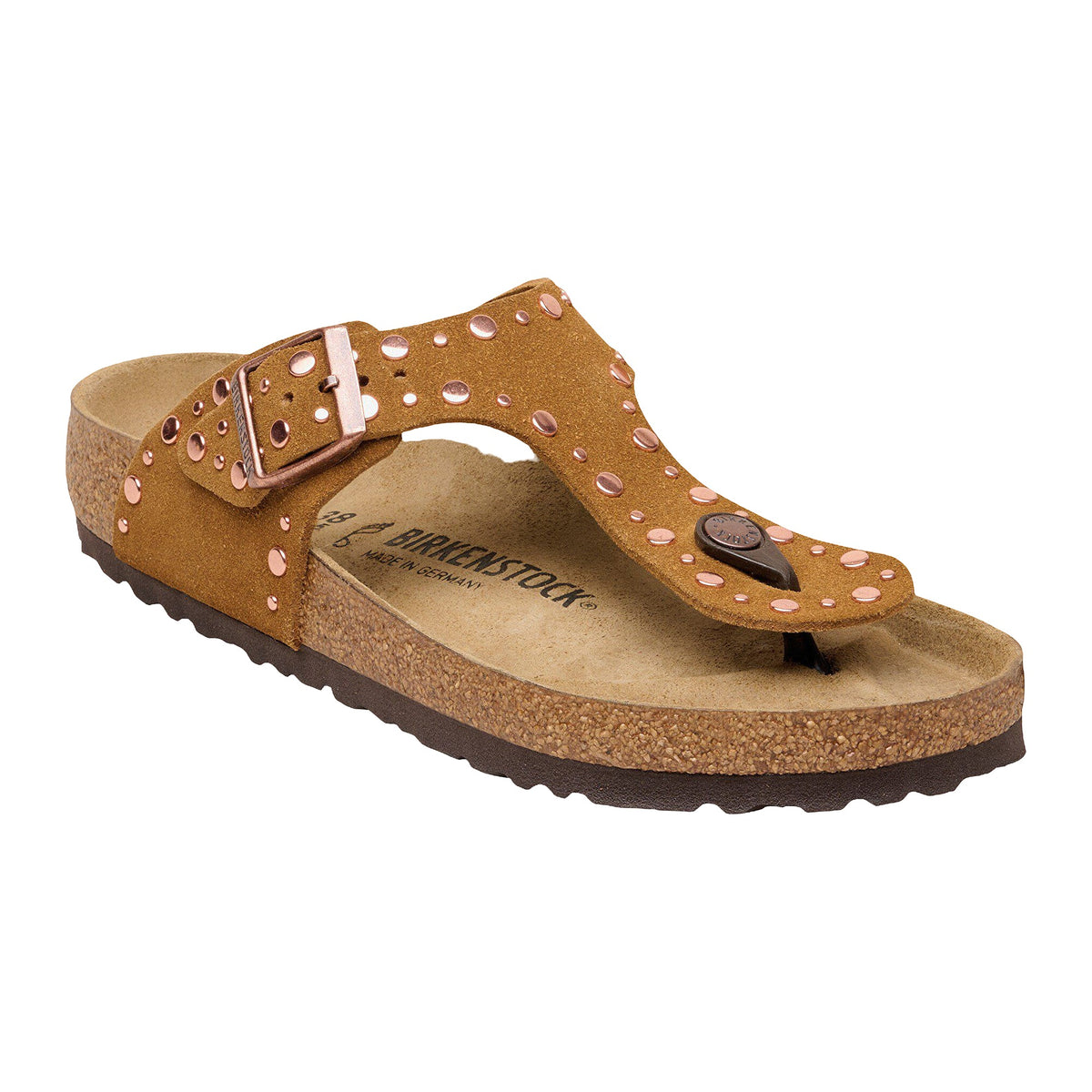 Sandali Bassi Birkenstock Gizeh Rivet Mink, Suede Leather