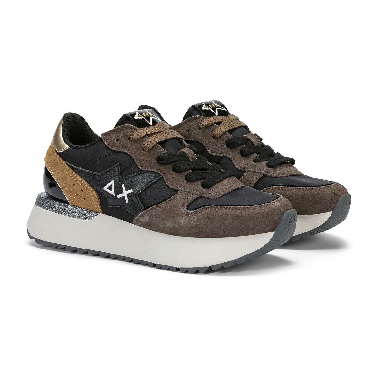 Sneakers Sun68 BIG Stargirl MIX Materials Nero, vista 2