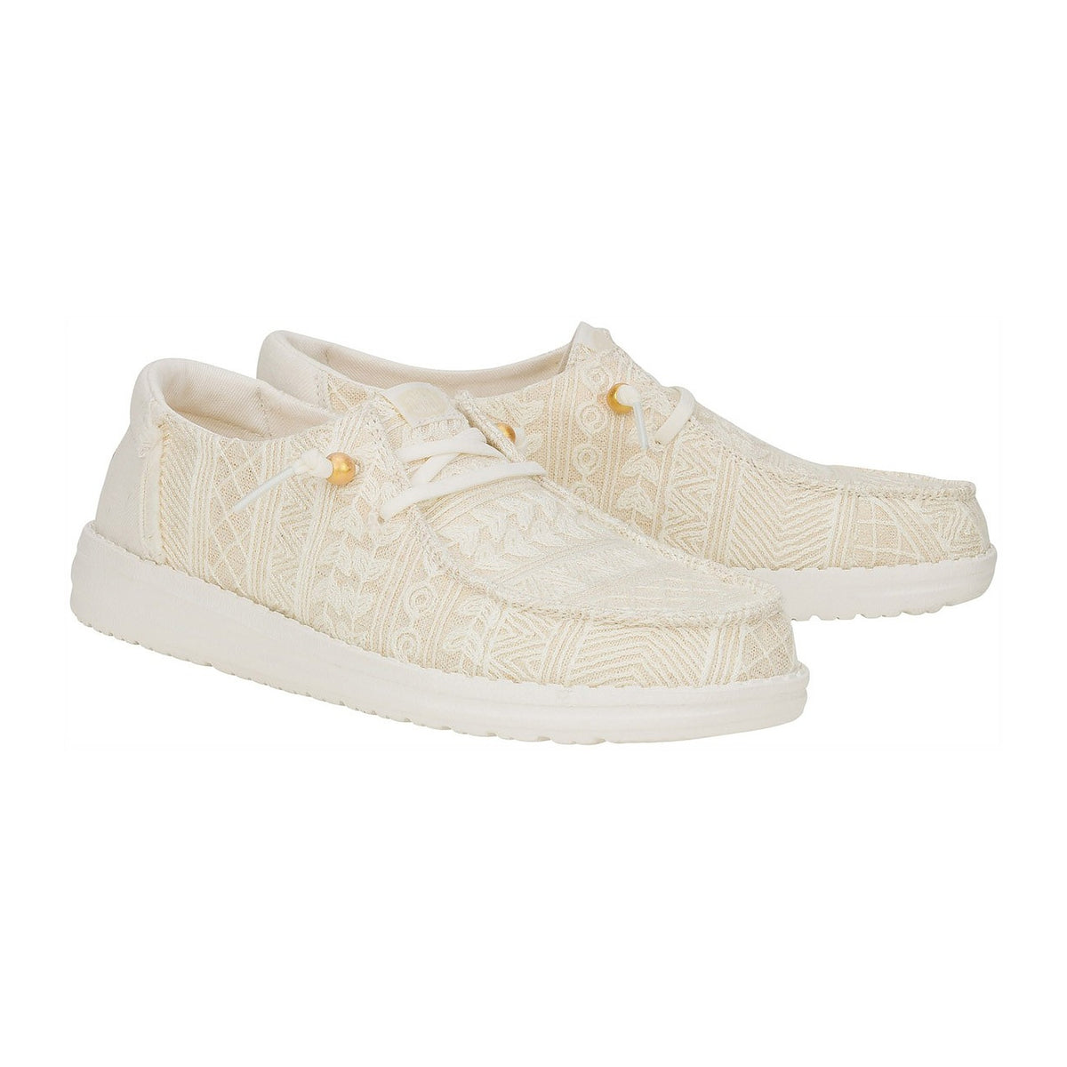 Ballerine e Mocassini Hey Dude Wendy Crochet Lace White/Gold, vista 2