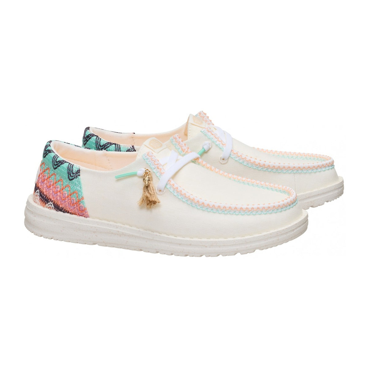 Ballerine e Mocassini Hey Dude Wendy Funk Beach Woven Egret/Multi, vista 2