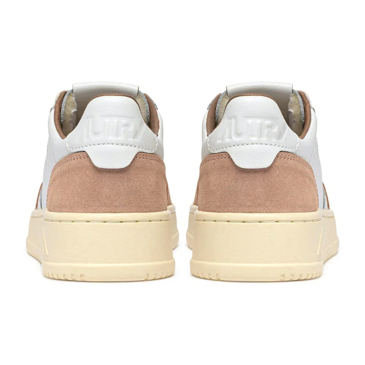 Sneakers Autry Medalist Low in pelle bianca e suede phard, vista 3