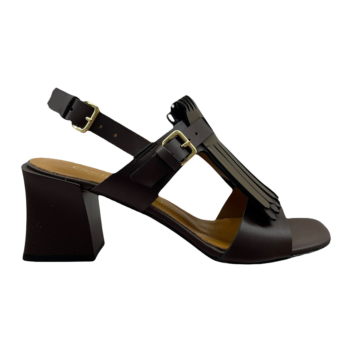 Sandali Codic&20 Marrone Tacco 6cm Con Frange