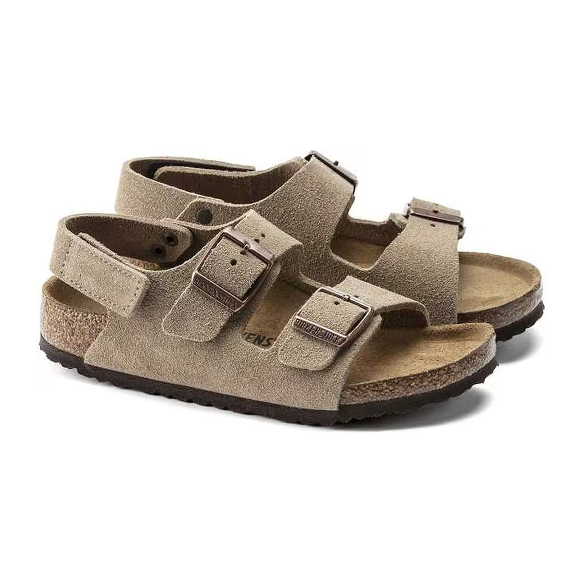 Sandali Birkenstock Milano HL Kids Taupe, Suede Leather, vista 2