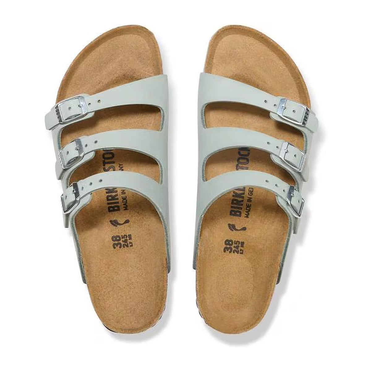 Sandali Bassi Birkenstock Florida Pure Sage, Nubuck Leather, vista 3