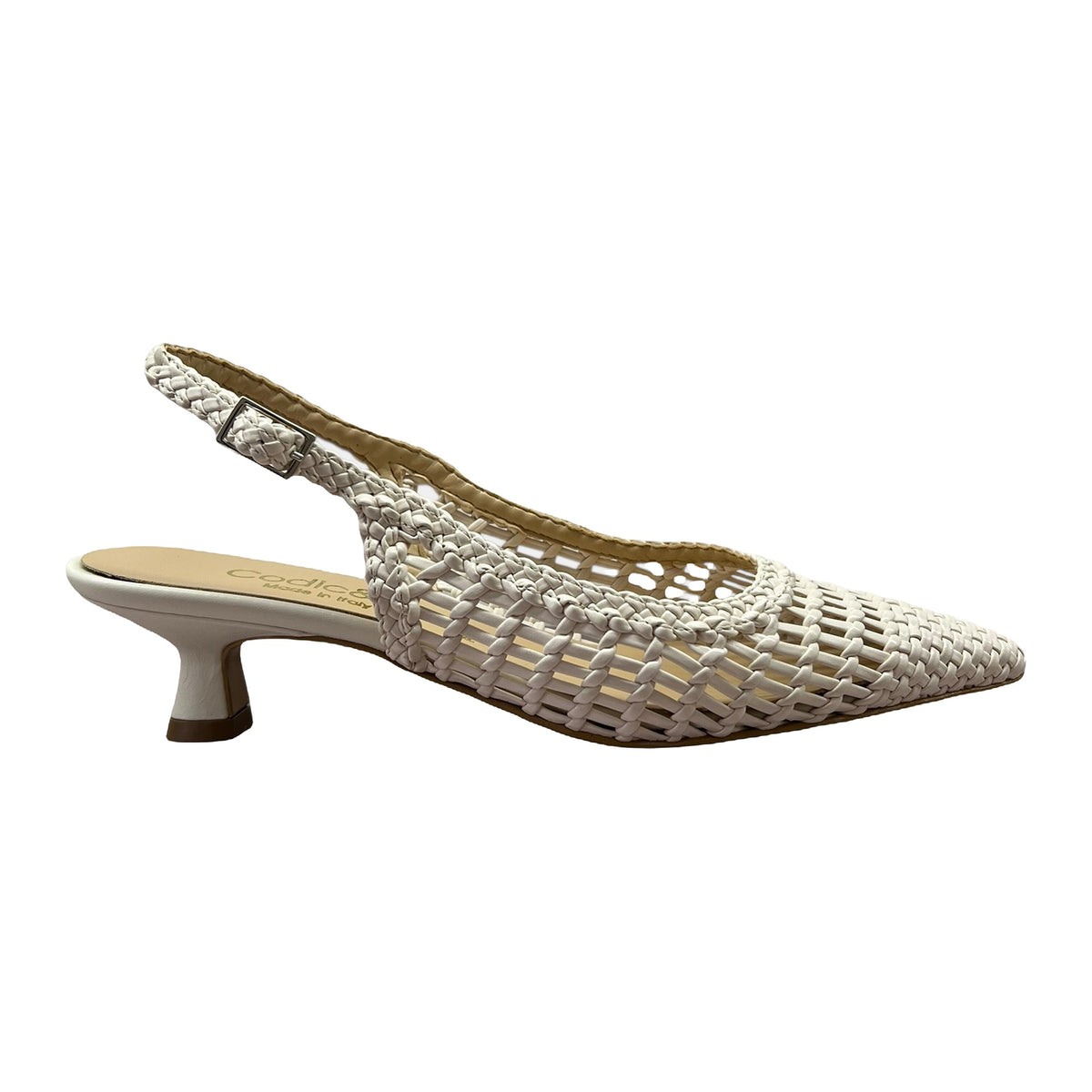 Décolleté Codic&20 Slingback Intreccio Burro Tacco 5cm