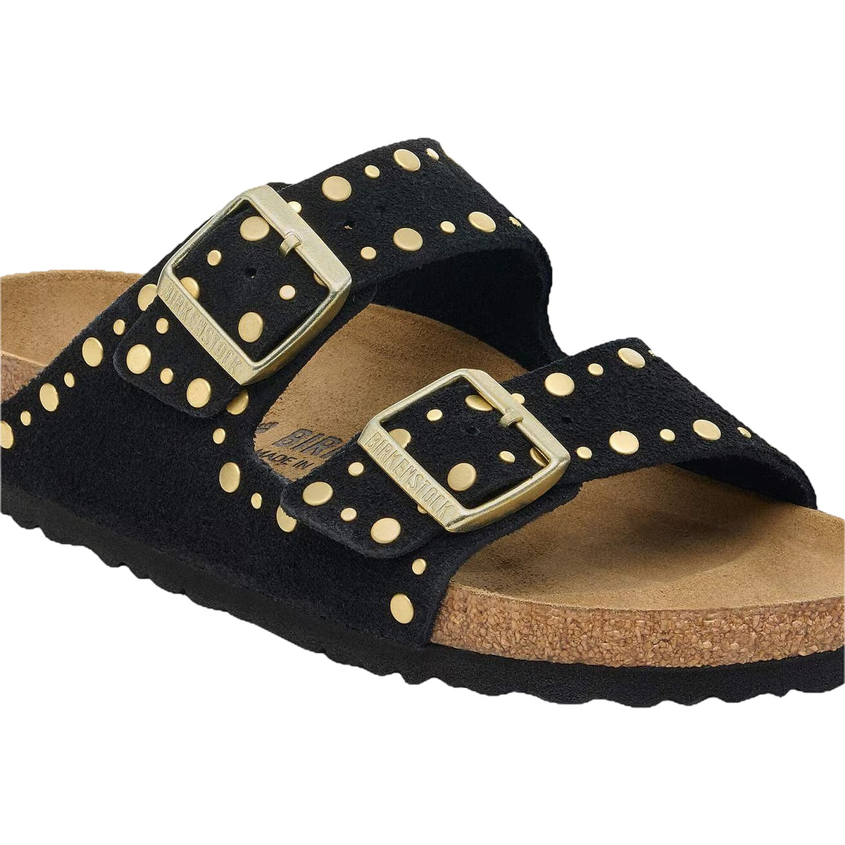 Sandali Bassi Birkenstock Arizona Rivet Black, Suede Leather – foto 4