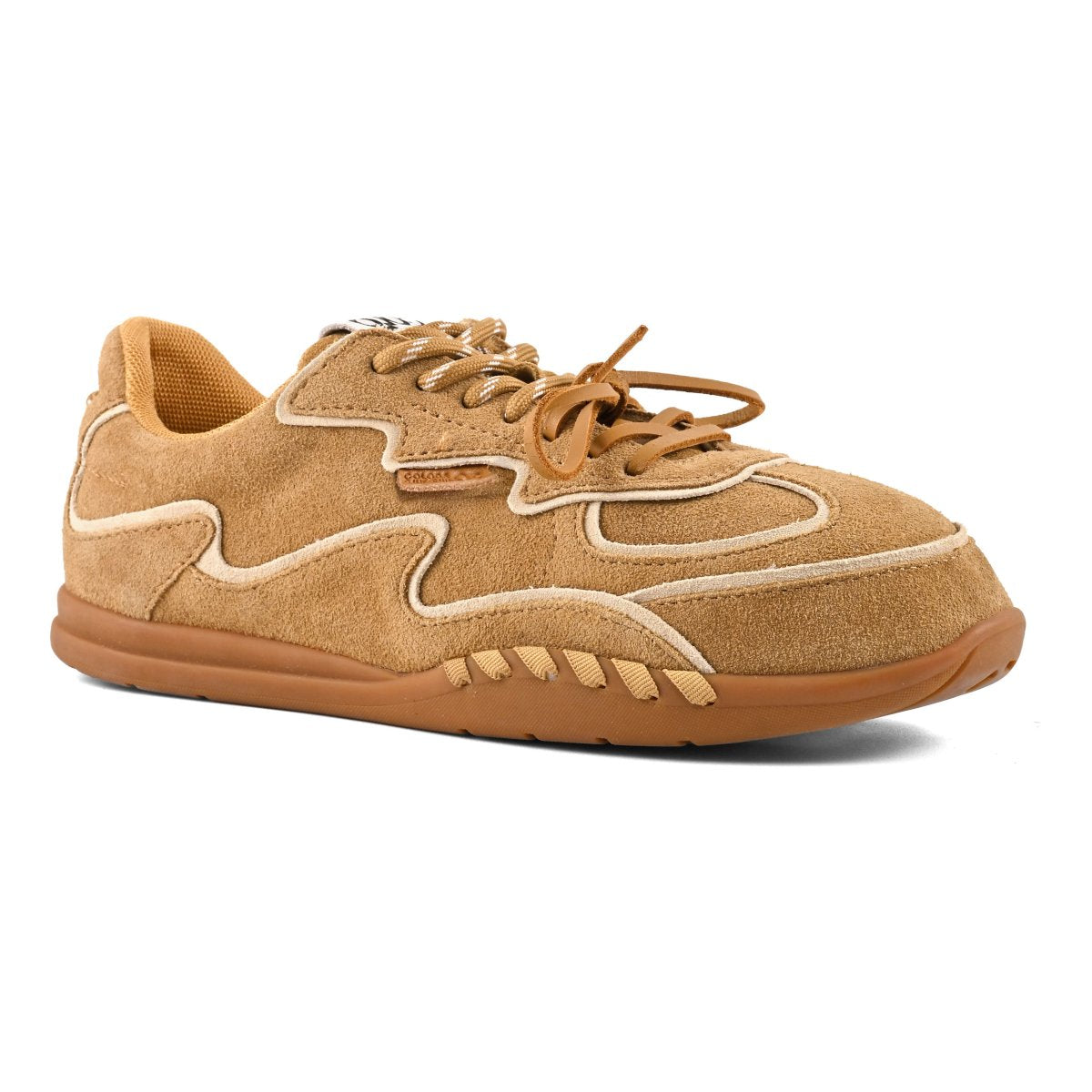 Cow suede sneaker double lace