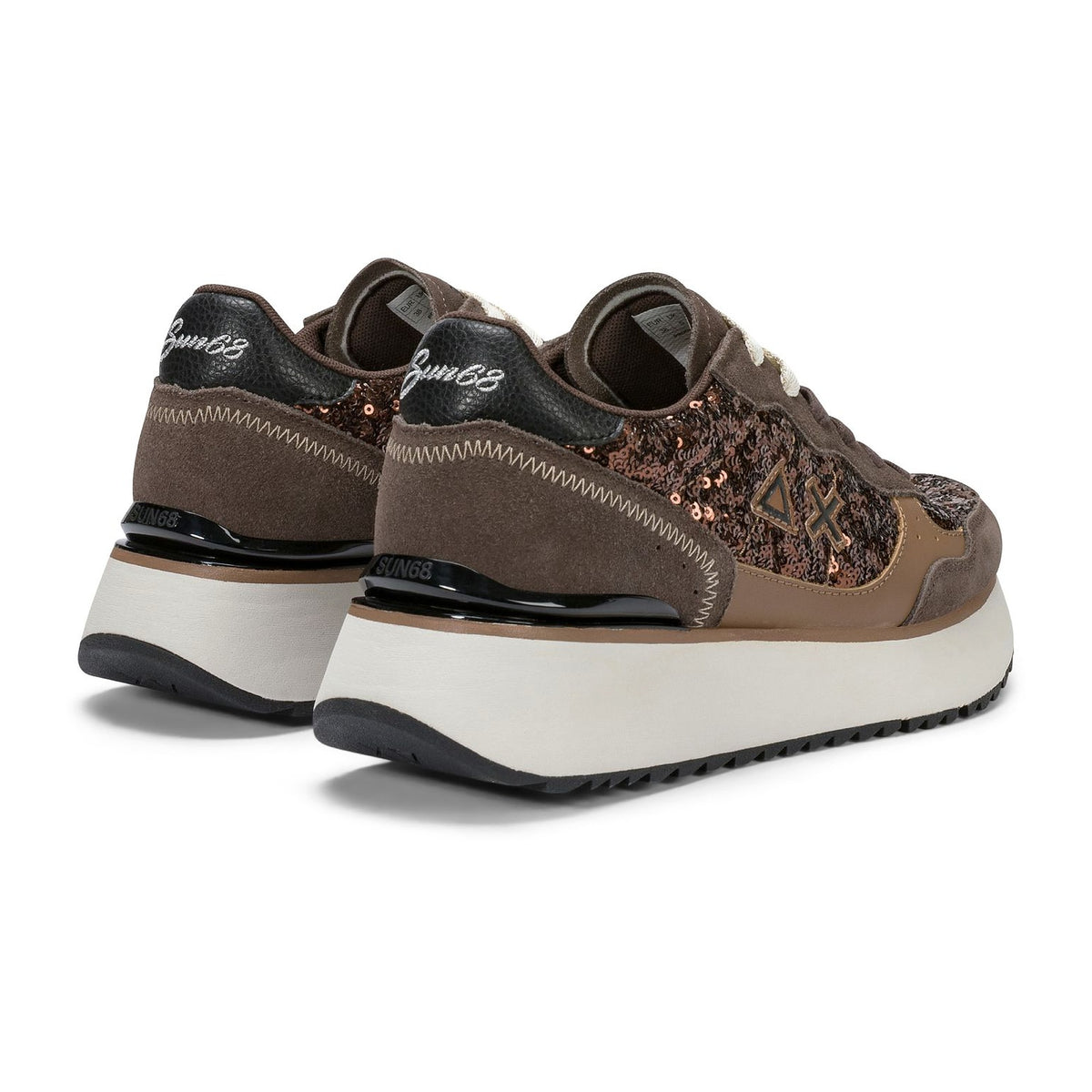 Sneakers Sun68 BIG Ally Sequin Marrone, vista 3