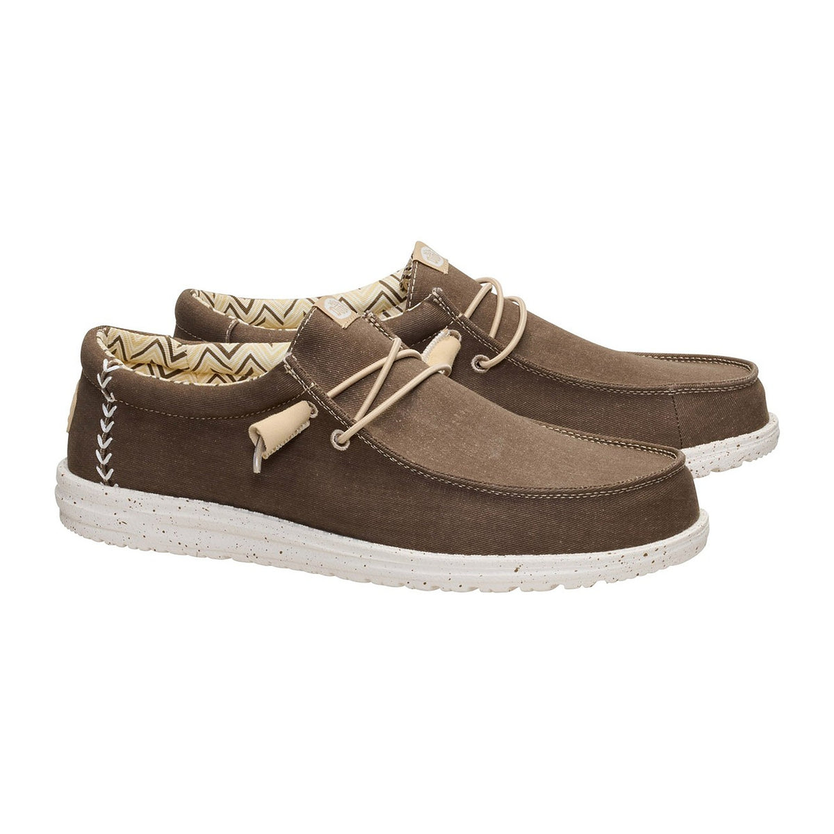 Mocassini Hey Dude Wally Stretch Canvas Teak Brown, vista 2