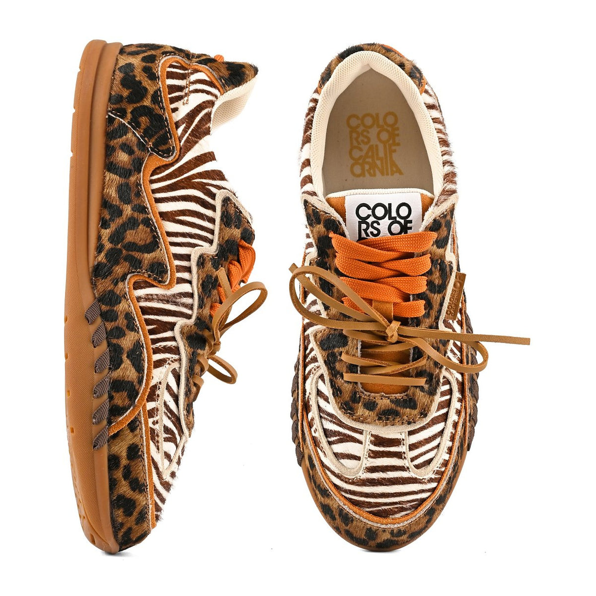Sneakers Colors Of California Cowhide Sneaker Double Lace Leopard, vista 3