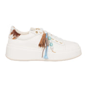 Sneakers Gio+ In Pelle Latte Con Spoiler Cavallino