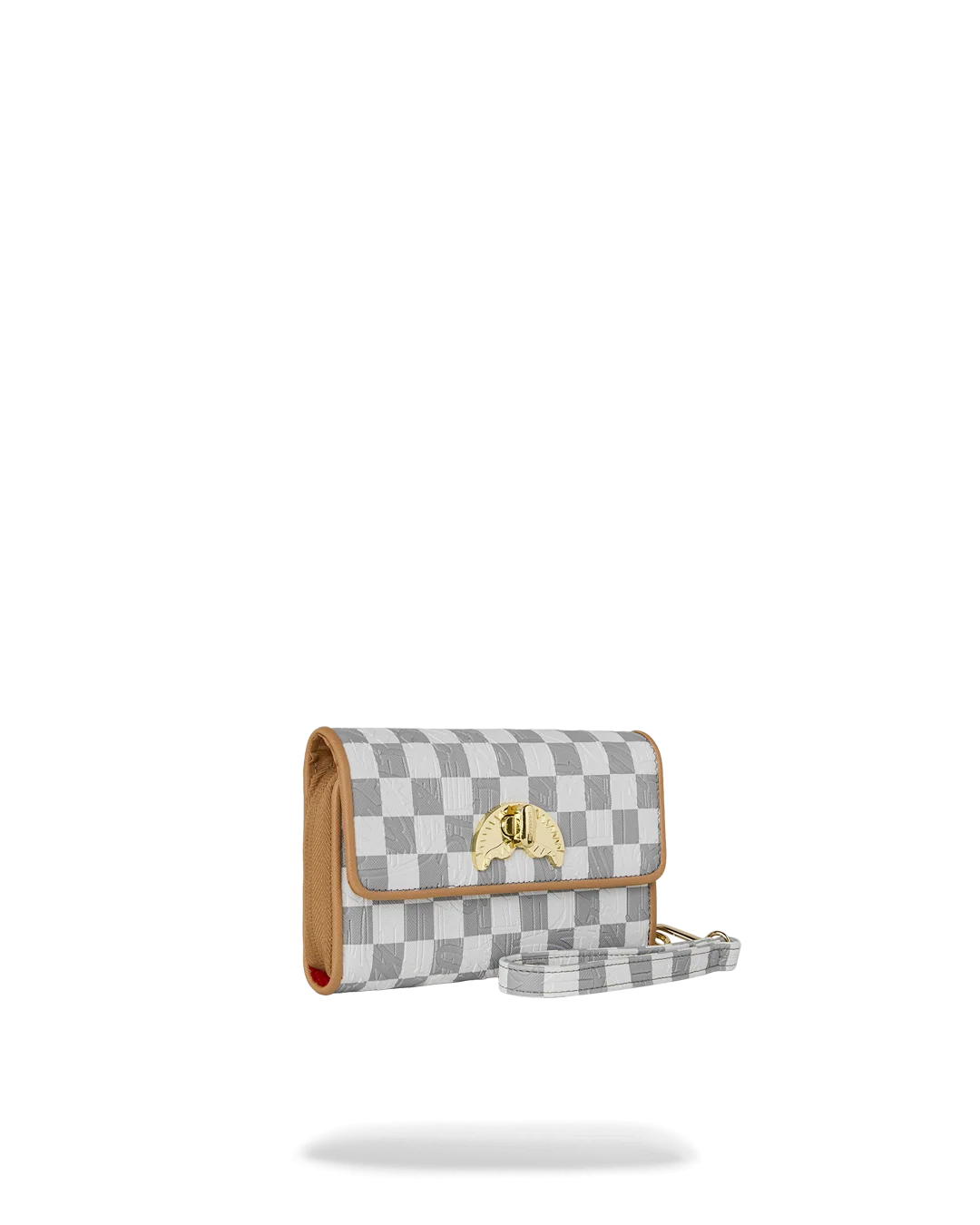 EMBOSSED CREAM CHECK CLUTCH