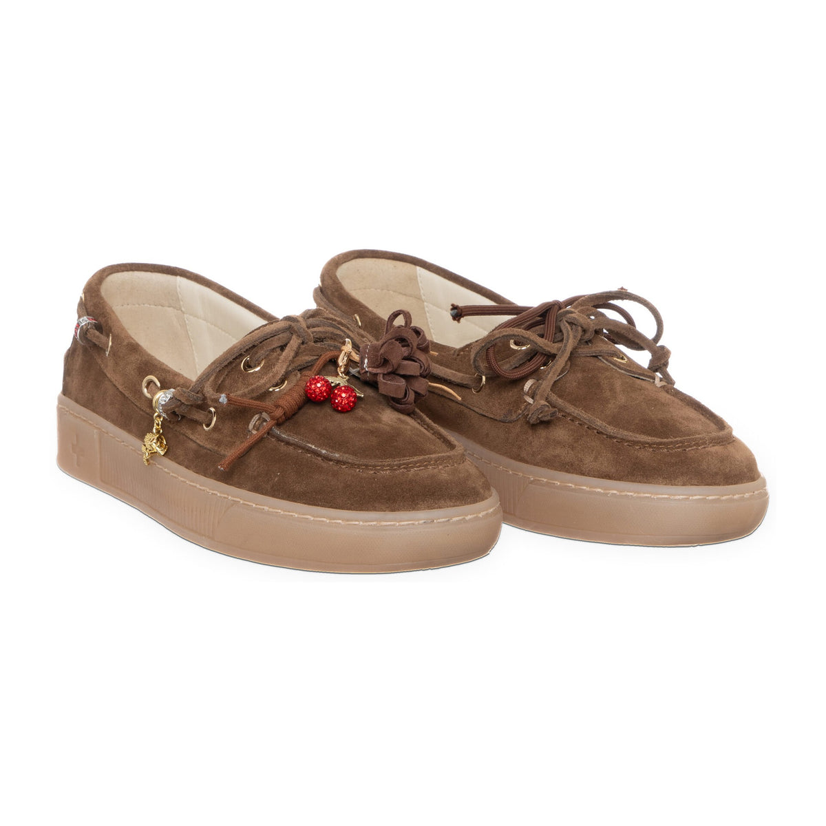 Ballerine e Mocassini Gio+ Camoscio Cuoio Con Charms, vista 2