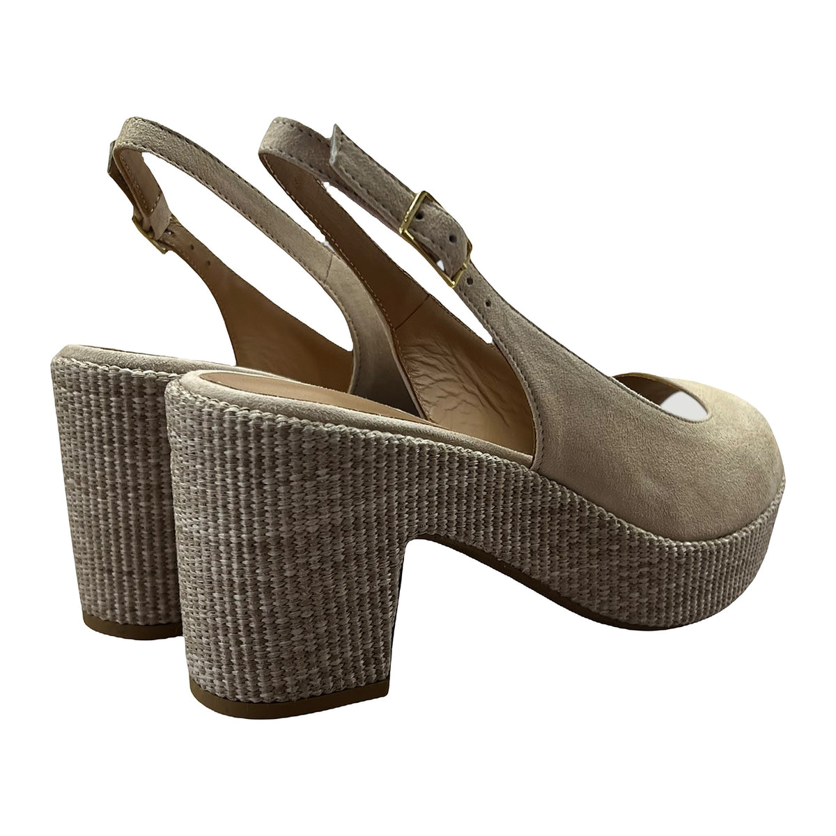 Sandali Gianmarco Sorelli Zeppa 8cm Camoscio E Rafia Beige, vista 3