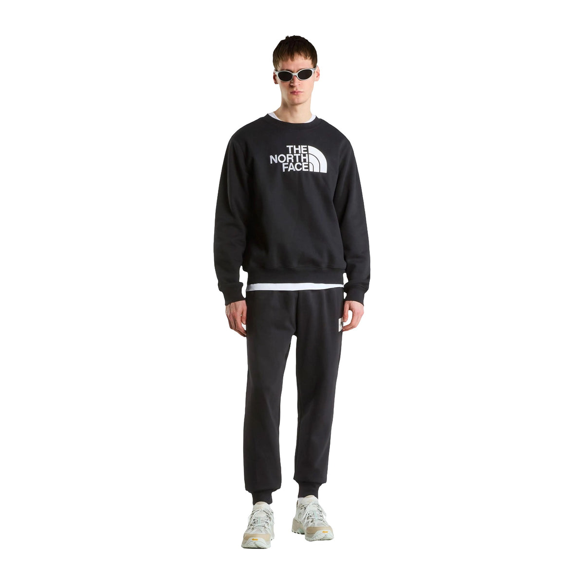 Felpe The North Face Essential Drew Peak Regular Nero Bianco, vista 3