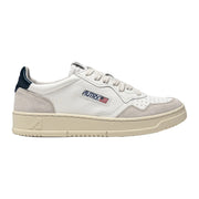 Sneakers Autry Medalist Low In Pelle Bianca E Blu E Suede Beige