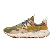 Sneakers Flower Mountain In Suede E Tessuto Tecnico - Verde Militare-tortora